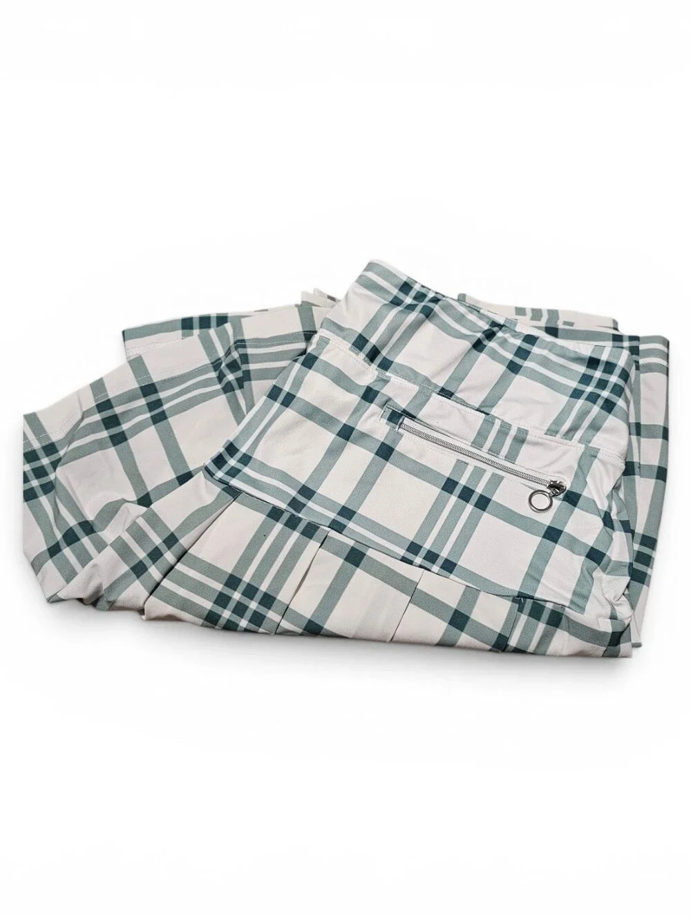 GG Blue Luxe Sport Performance Skort Women's Green & White Plaid Size L